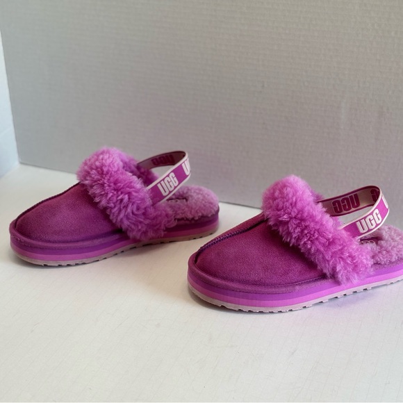 UGG Funkette Big Girls Pink Fluffy Fur Slide Slippers Indoor Outdoor Size 5 or 6 - Picture 15 of 15